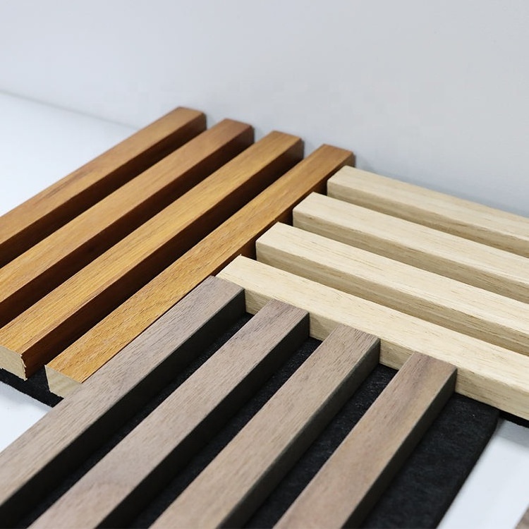 Luxury Acoustic Wood Slat Panels for Wall and Ceiling Decor 3D Sound Proof Fluted Wood Veneer Paneling