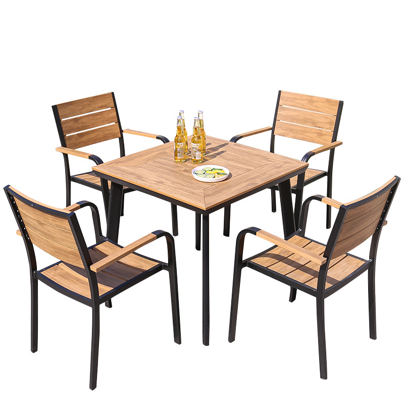 Modern outside plastic wood furniture outdoor table and chair set luxury outdoor patio aluminum outdoor furniture sets