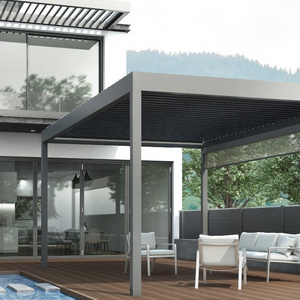 Pergo-ECO  Rainproof Motorized Gazebo 3x3m Aluminium Louvre Roof Garden Building Deck Pergola