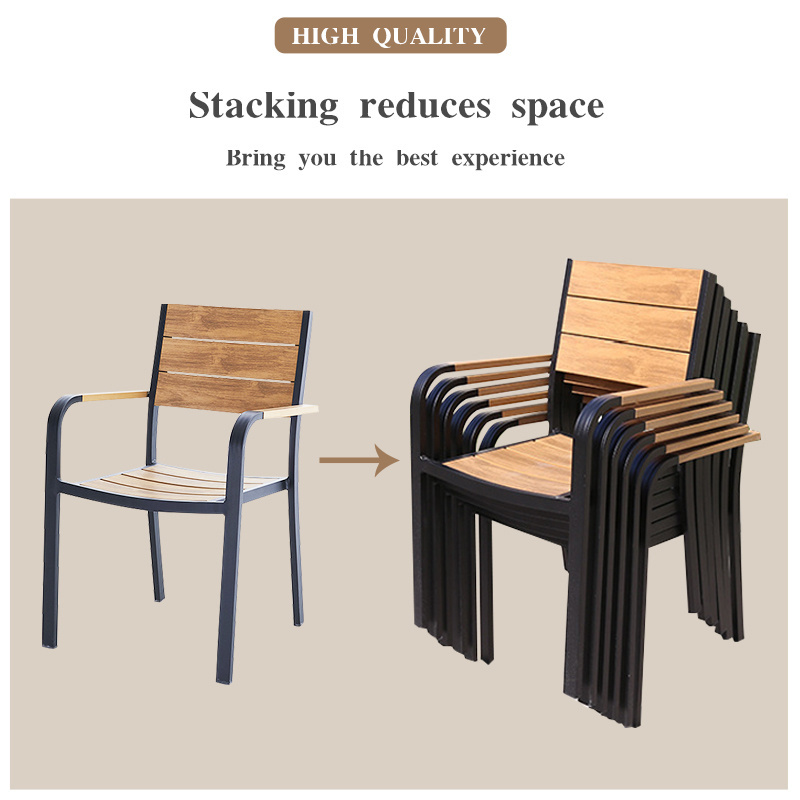 Modern outside plastic wood furniture outdoor table and chair set luxury outdoor patio aluminum outdoor furniture sets