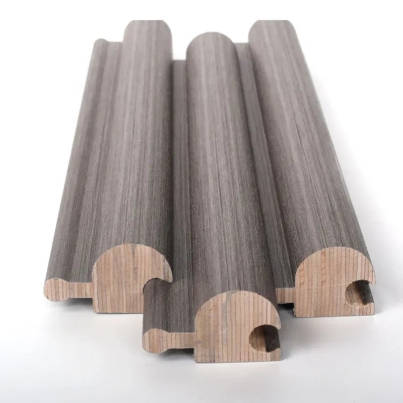 Flexible solid wooden wall panels grooved half round back ground WPC wall cladding  interior wooden decor