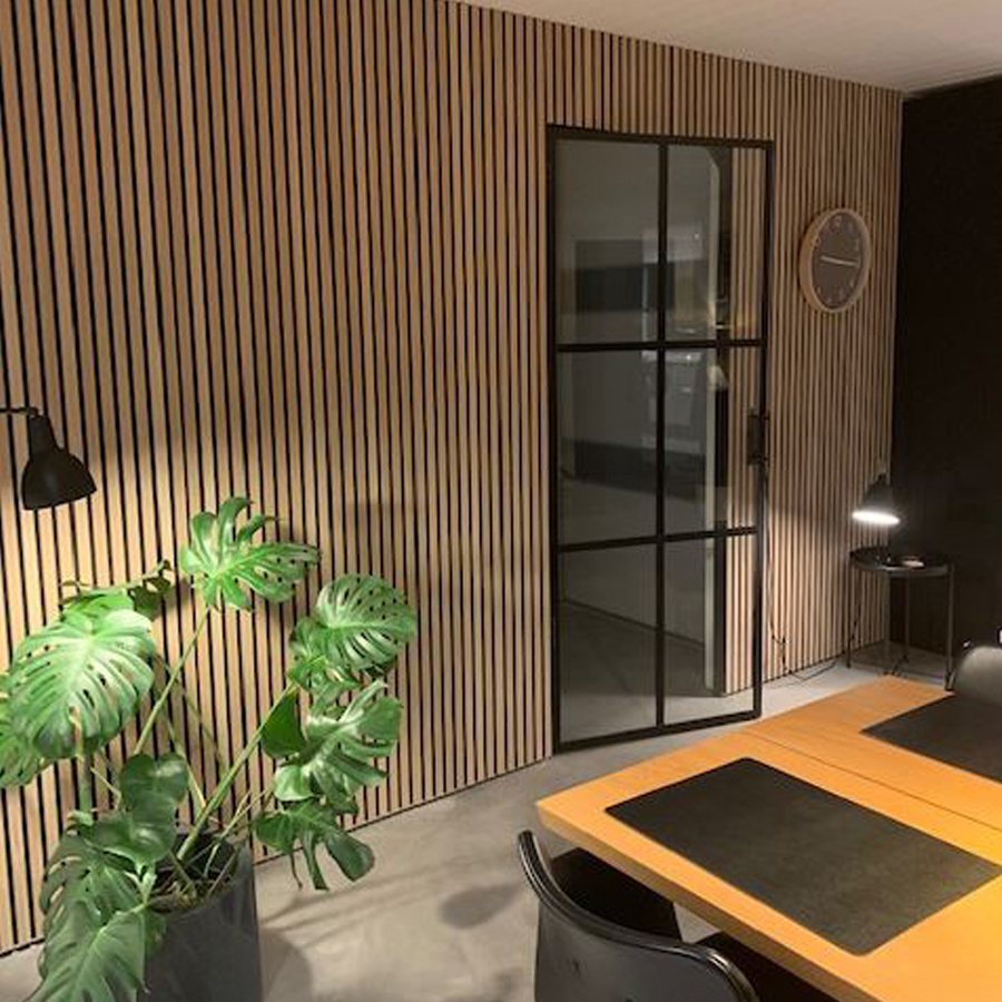 Black MDF wood slat wall panels acoustic panel slat sound proof Decorative acoustic panels wall For Office Home