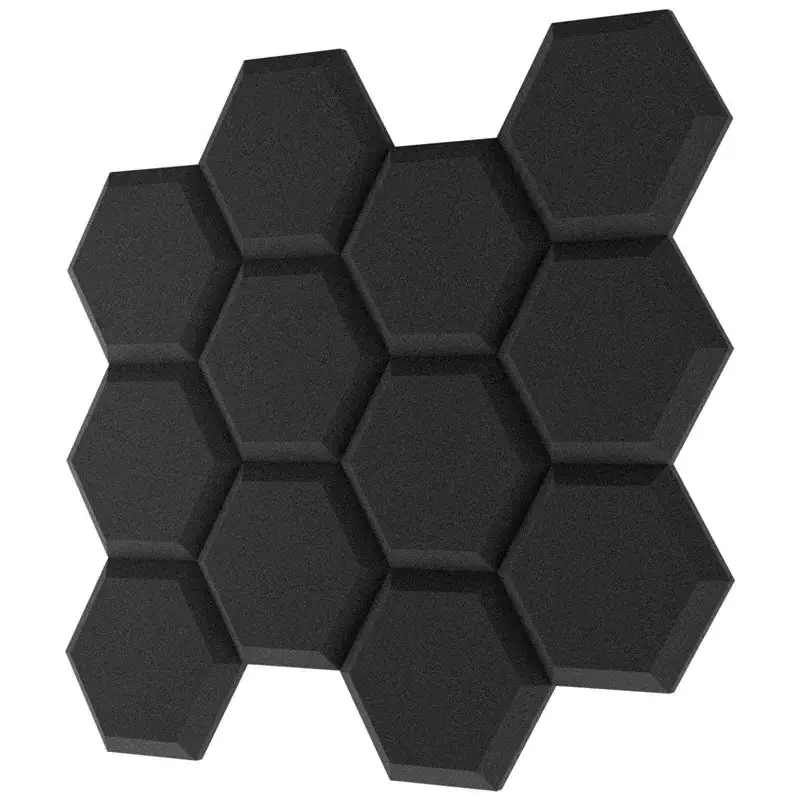 6/12Pack Hexagonal Studio Acoustic Foam Noise Insulation Sound Absorption Treatment Panels 2 Inches Thickness