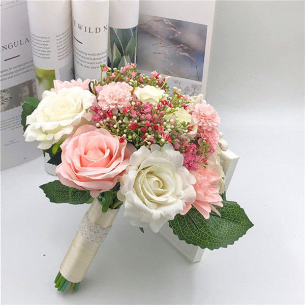 Wholesale Artificial Wedding Flower Roses Toss Holding Bouquet for Wedding Bride Bridesmaid Holding Flowers