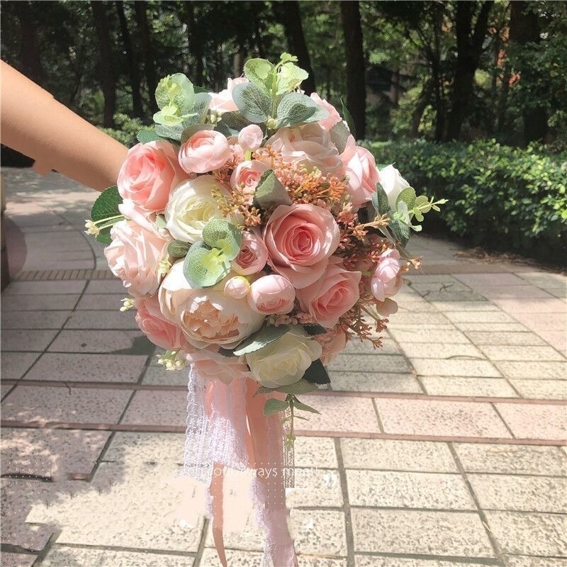 Wholesale Artificial Wedding Flower Roses Toss Holding Bouquet for Wedding Bride Bridesmaid Holding Flowers