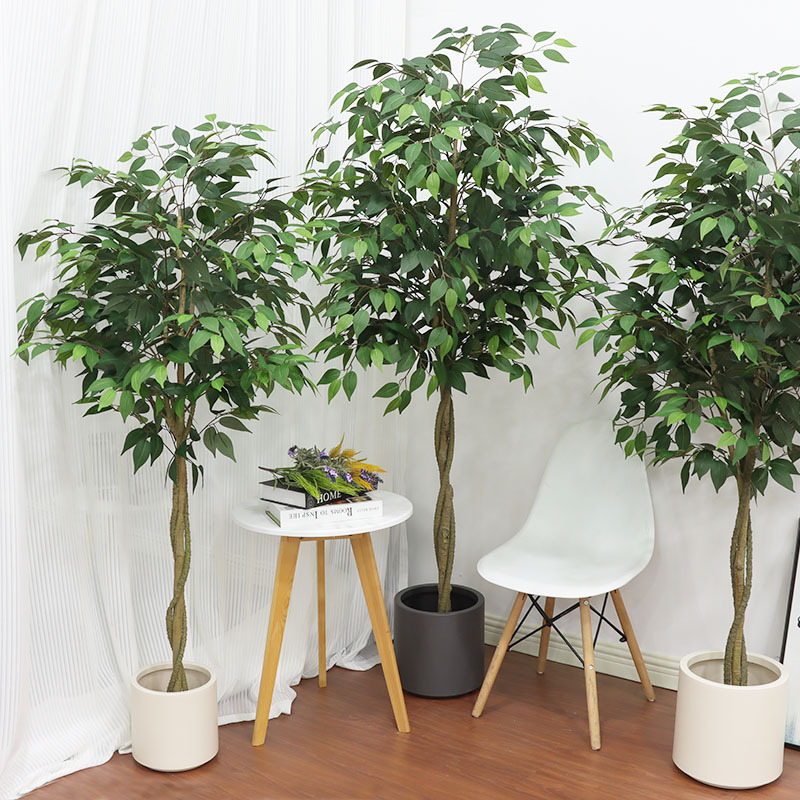 Large Artificial Plants Banyan Tree Plastic Leaves Indoor Plants Faux Outdoor Greenery For Home Garden Wedding Decor