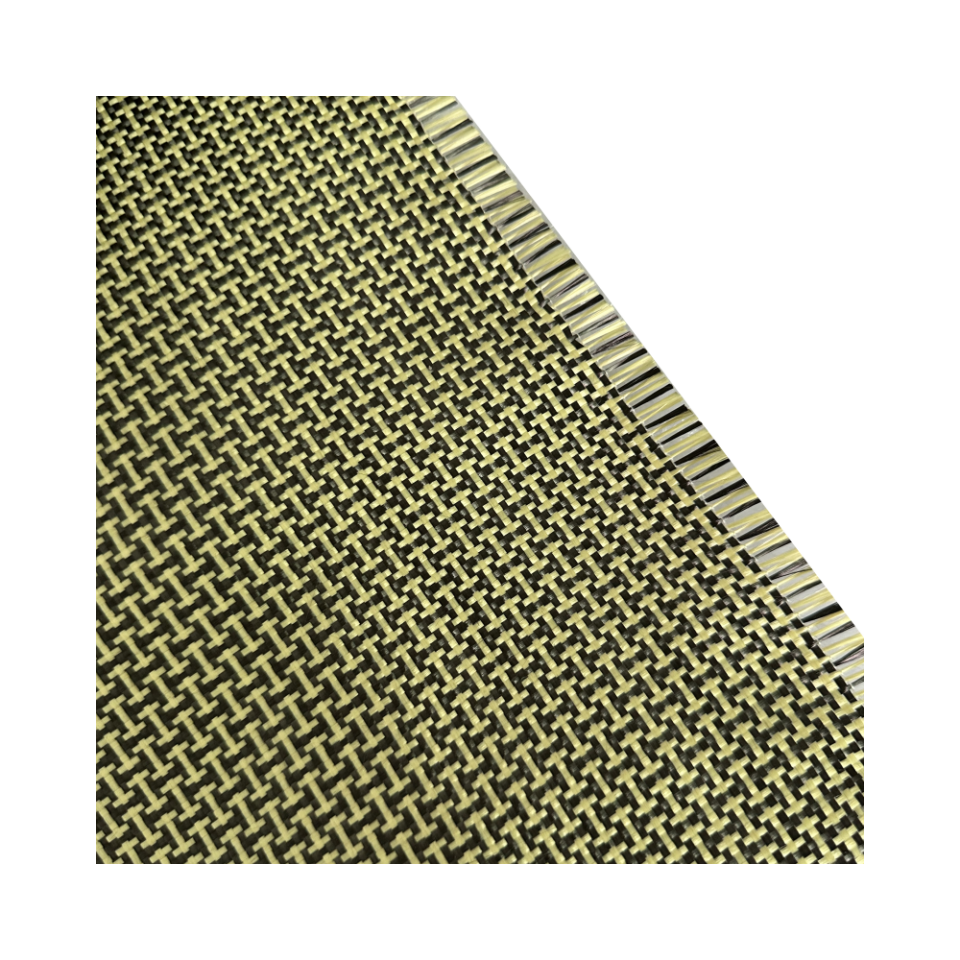 High Quality I Shape Carbon Kevlars Hybrid Fabrics yellow Carbon Aramid Fiber Cloth hybrid fabric 1K