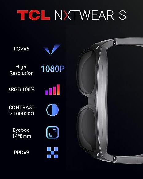 RayNeo XR Glasses TCL NXTWEAR S With Micro OLED 1080P Video Display Glasses Dynamic Stereo Sound 3D Movie Watch Game On PC/IOS