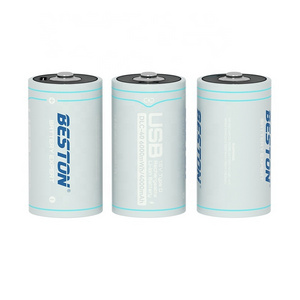 BESTON 2023 Best Seller 1.5V 6000mWh USB Li-ion Rechargeable Battery with Type C Port D-Size battery with indicator for Torch