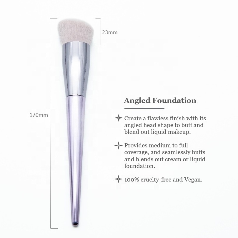 2024 Essential Lavender Angled Foundation Face Makeup Brush with Custom Logo for Foundation Concealer Contour Application