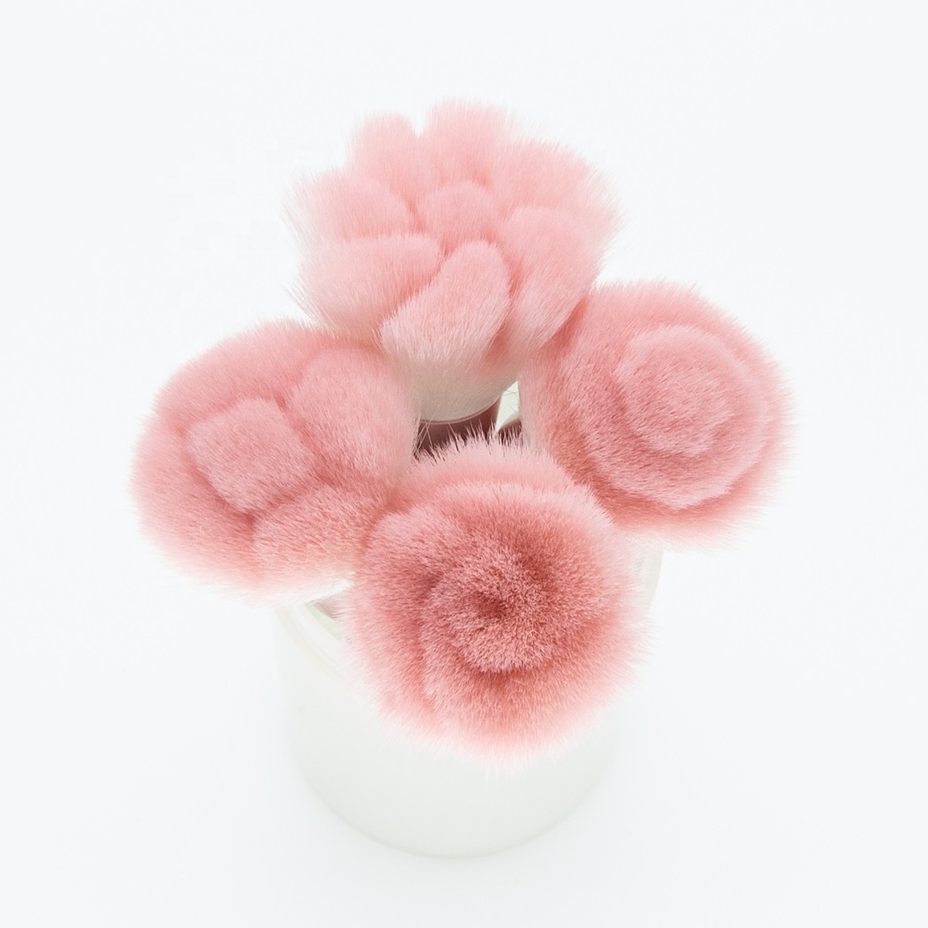 Fashion Flower Collection Face Brush Customized Logo Powder Brush Synthetic Hair Morning Glory Makeup Brush - Pink