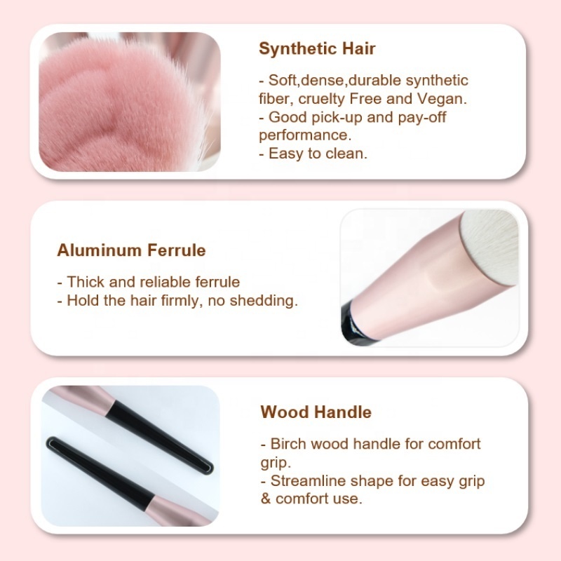 Fashion Flower Collection Face Brush Customized Logo Powder Brush Synthetic Hair Morning Glory Makeup Brush - Pink