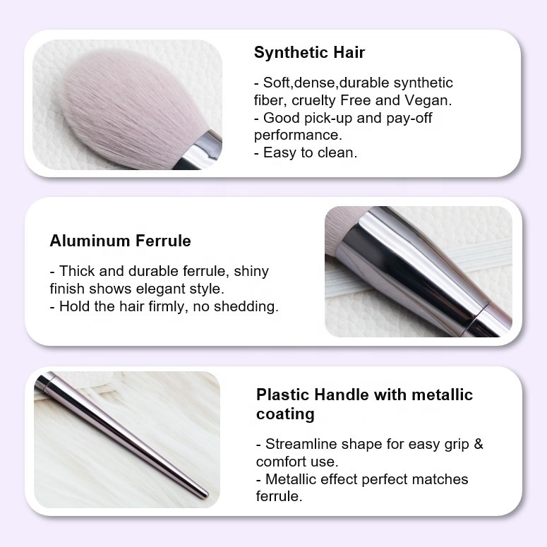 2024 Essential Lavender Angled Foundation Face Makeup Brush with Custom Logo for Foundation Concealer Contour Application