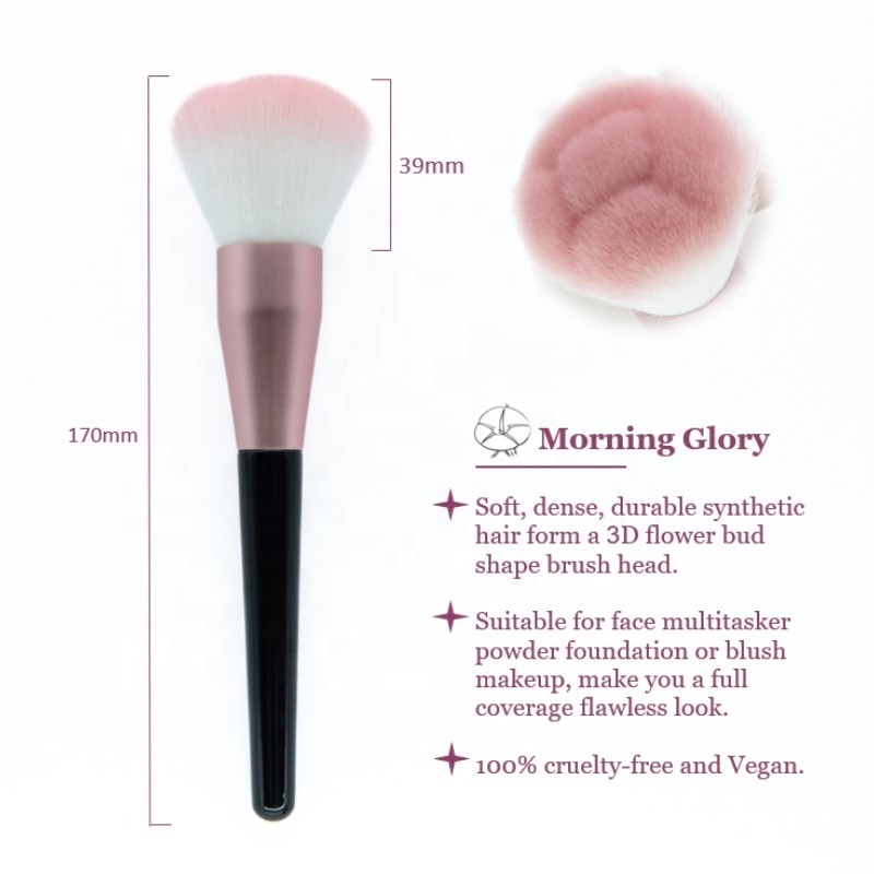 Fashion Flower Collection Face Brush Customized Logo Powder Brush Synthetic Hair Morning Glory Makeup Brush - Pink