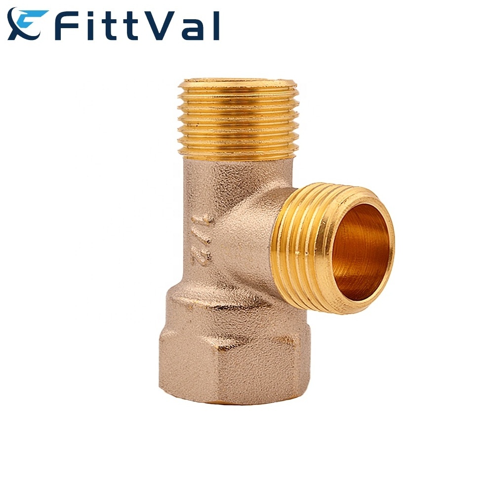 Manufacturer 3 Way Tee Gas Meter Connector Cross Air Pipe Water Plumbing Press Pex Brass Fittings