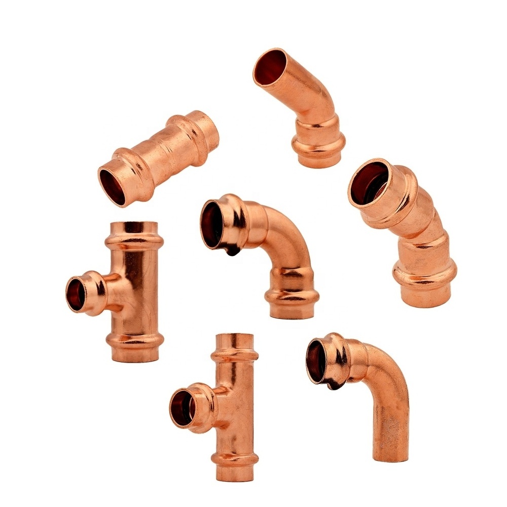 Custom Free Sample V Press Copper Fittings Elbows Copper Press Fittings Water Pipe and Fitting