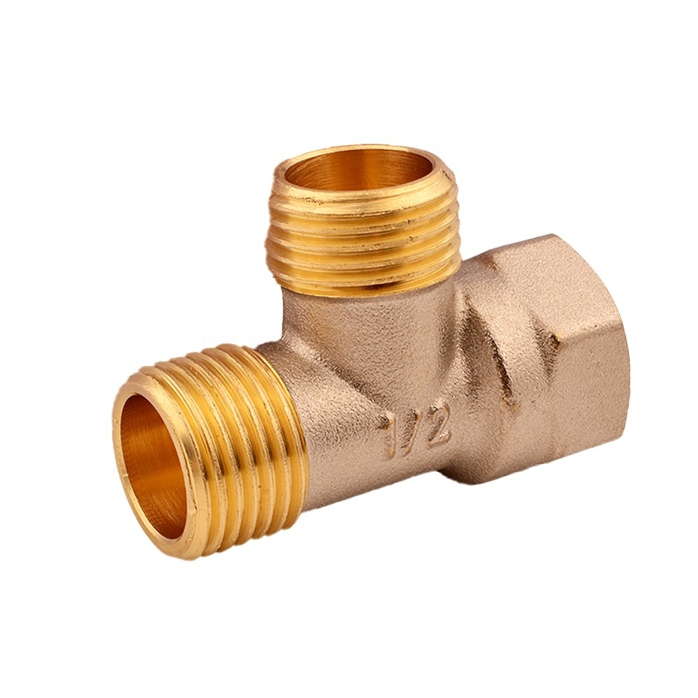 Manufacturer 3 Way Tee Gas Meter Connector Cross Air Pipe Water Plumbing Press Pex Brass Fittings