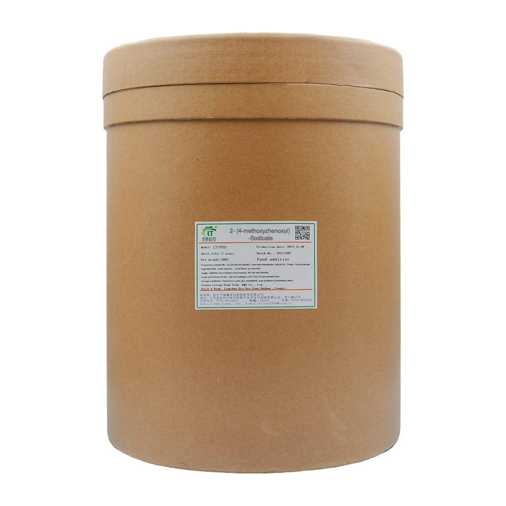 Water soluble powder flavor reduced sweetness spice sodium 2-(4-methyoxy-phenoxy)propanoate