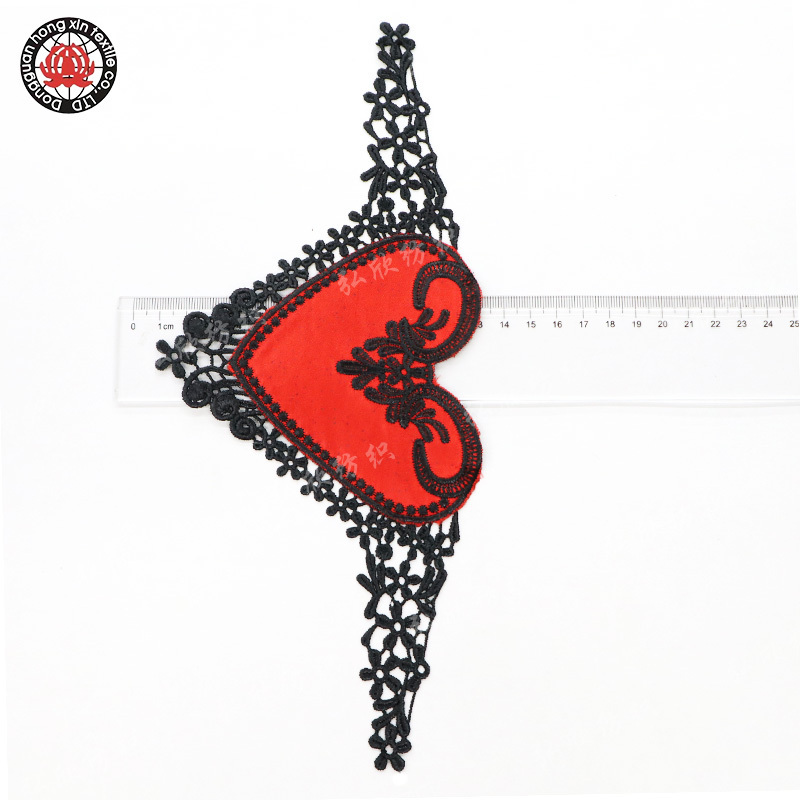 Black red heart-shaped 28cm sexy lingerie clothing decoration Embroidery Patch