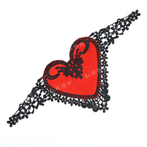 Black red heart-shaped 28cm sexy lingerie clothing decoration Embroidery Patch