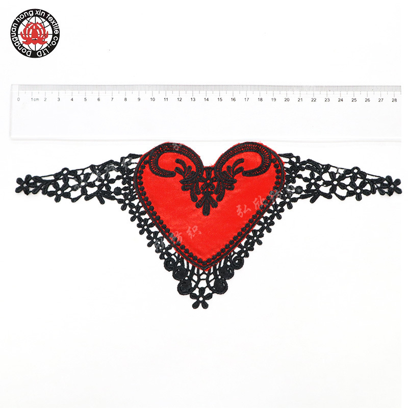 Black red heart-shaped 28cm sexy lingerie clothing decoration Embroidery Patch