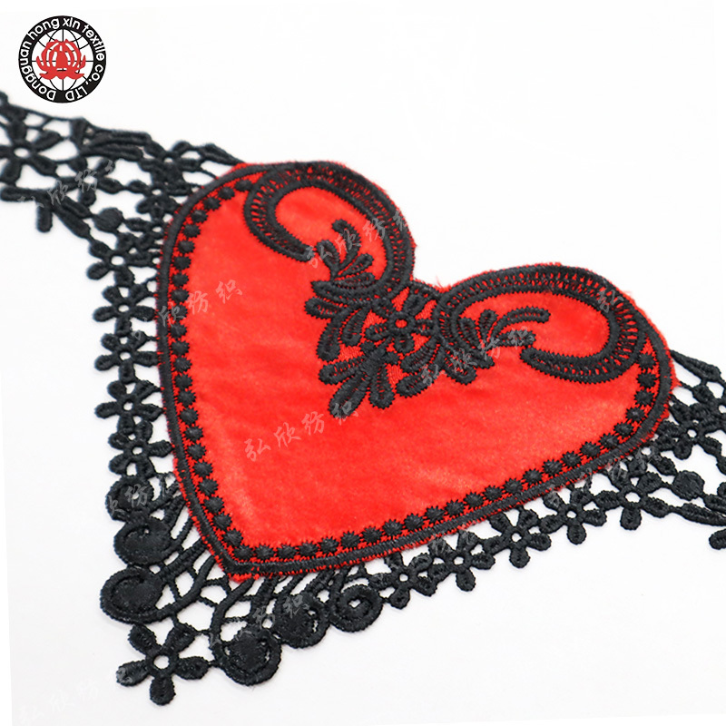 Black red heart-shaped 28cm sexy lingerie clothing decoration Embroidery Patch