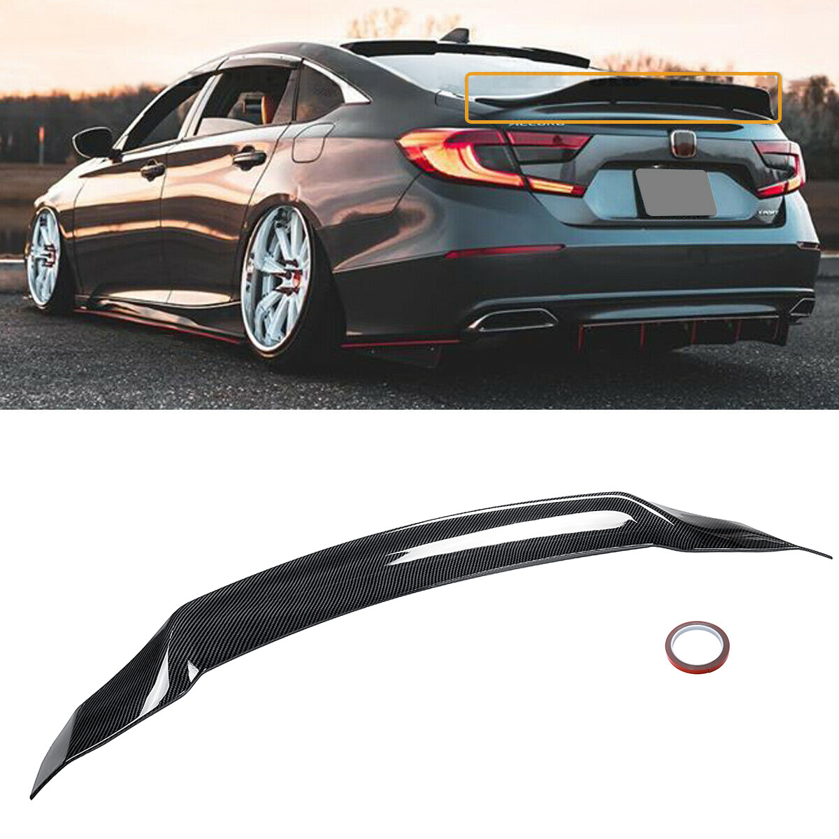 Factory Direct Carbon Fiber Look Glossy Black Rear Tail Trunk Spoiler For Honda Accord 10th 2018 2019 2020 2021