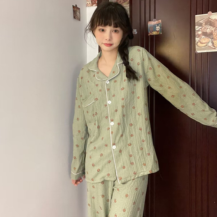 High quality pajamas Long sleeve pants 2 sets comfortable, soft and simple wholesale matching family pajamas