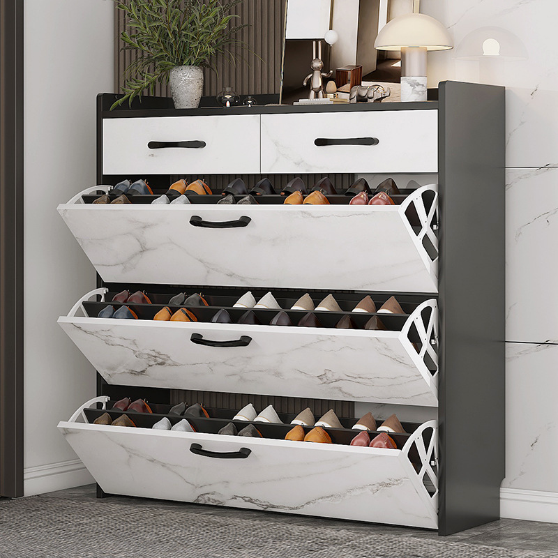 luxury drawer open doors wooden shoe rack cabinet wooden storage living room furniture Home Aluminum shoes storage cabinet