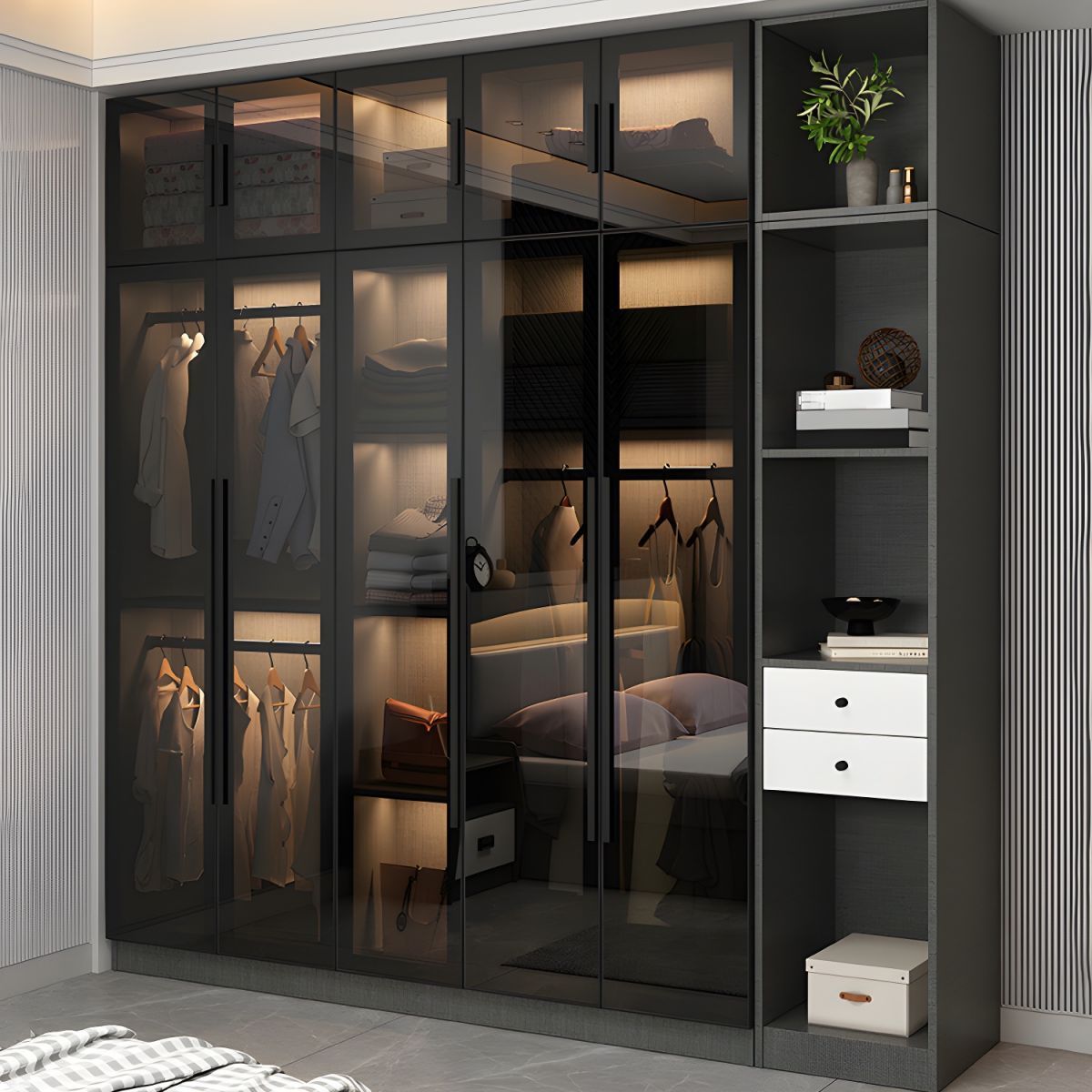 Modern Clothes Cabinet Simple wardrobe bedroom closet storage wardrobe cabinets Organizers Easy Storage Closet Wooden Wardrobes