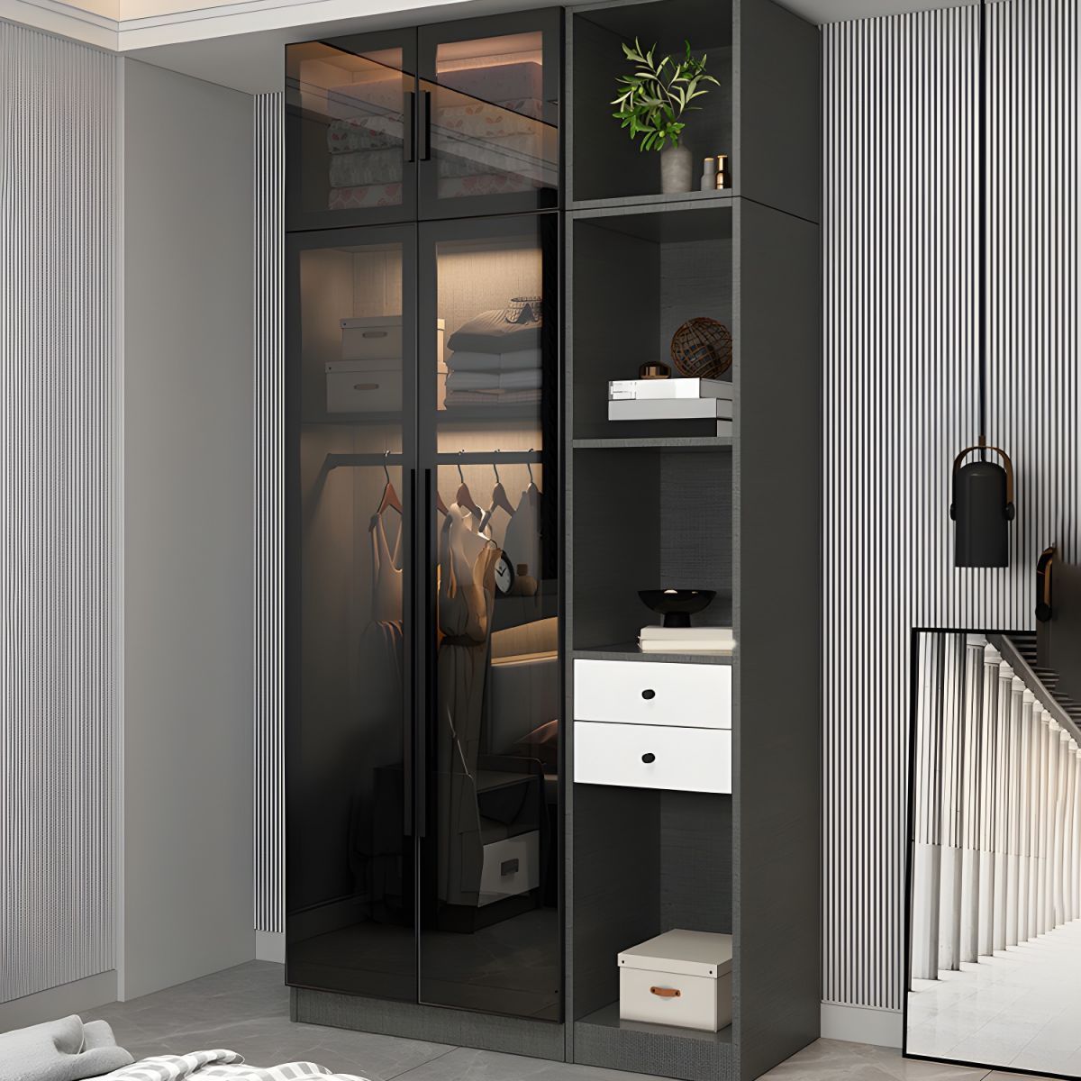 Modern Clothes Cabinet Simple wardrobe bedroom closet storage wardrobe cabinets Organizers Easy Storage Closet Wooden Wardrobes