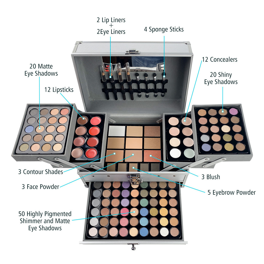 132 Color Makeup Set Box Cosmetics Set Eyeshadow Tray Set Lip Freeze Lip Pencil Blush Combination Makeup Products