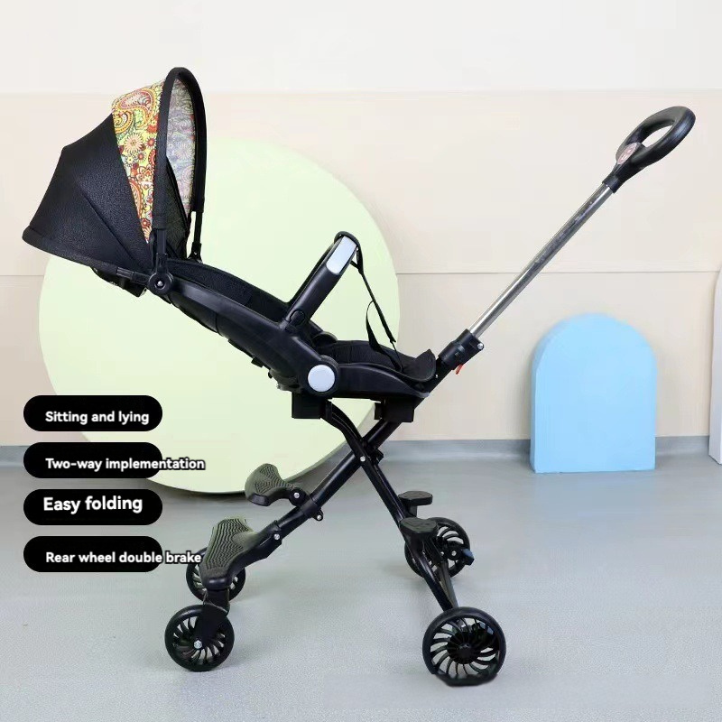 2024 Factory Wholesale High Landscape Light weight Easy Folding Baby Stroller With Canopy