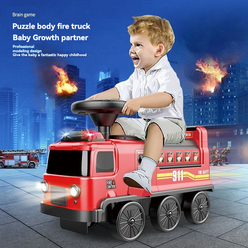 Best-selling new multifunctional bus police fire rail car adventure electric car children's toy ride on car