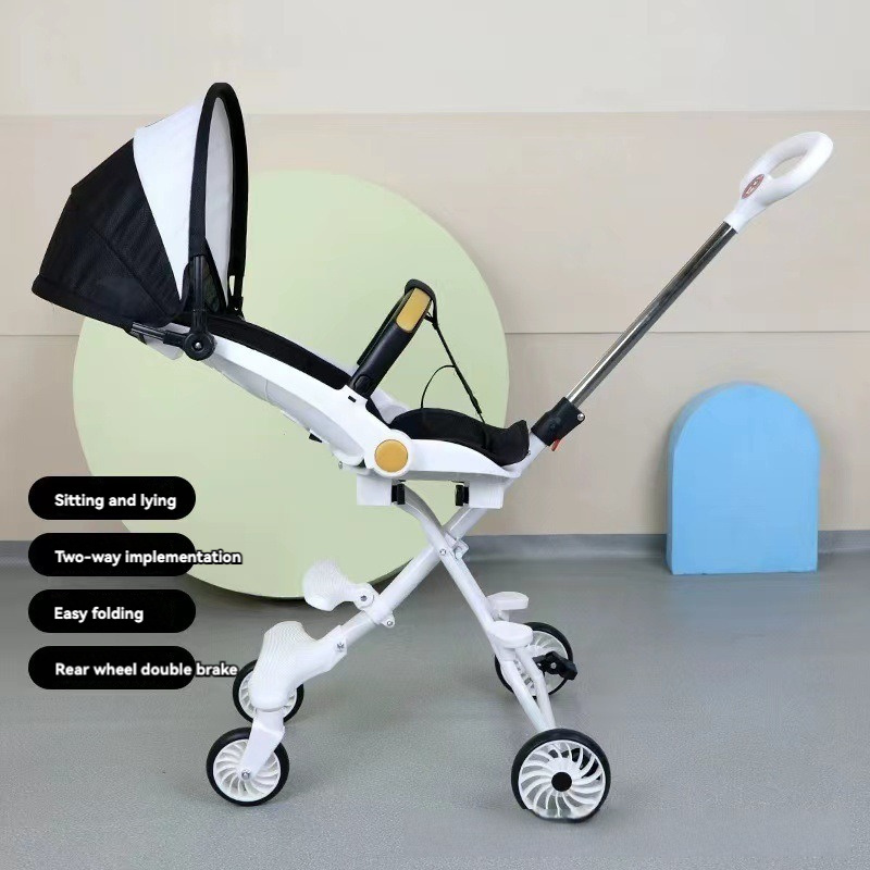 2024 Factory Wholesale High Landscape Light weight Easy Folding Baby Stroller With Canopy