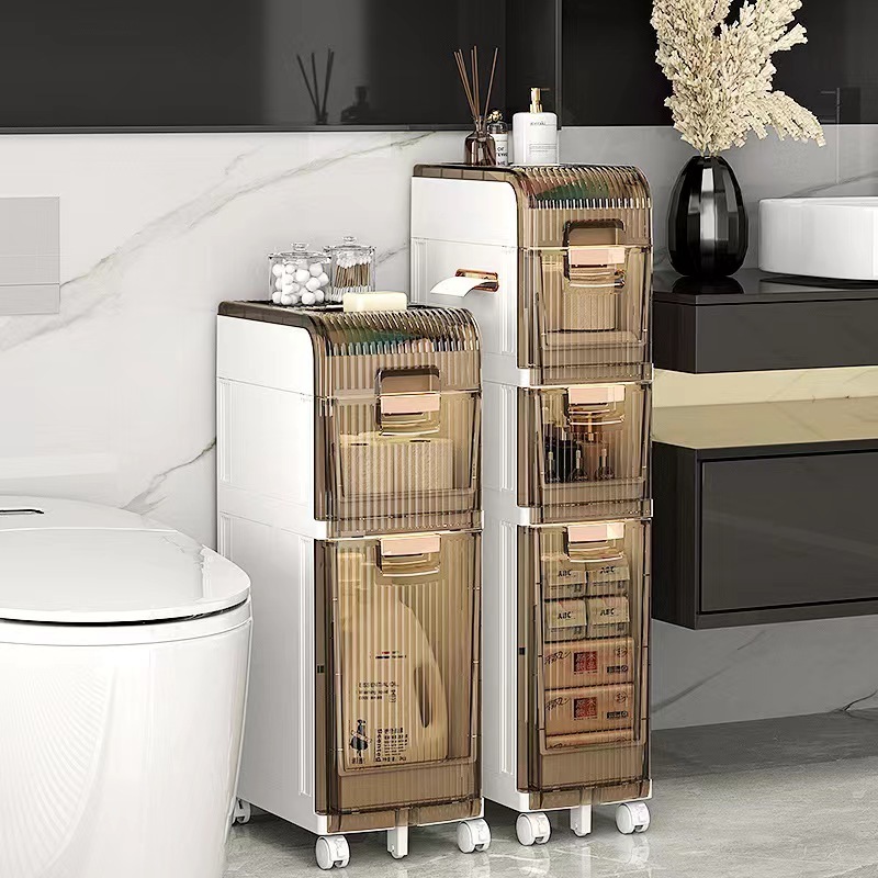 Bathroom Cabinet Crevice Storage Rack Toilet Multi-Layer Drawer Organizer Narrow Household Kitchen Shelves Side Cabinet