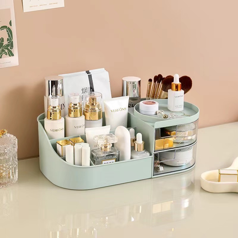 Desk Makeup Organizer with Drawers Large Capacity Countertop Dresser Cosmetic Organizer for Vanity Bathroom Bedroom Storage