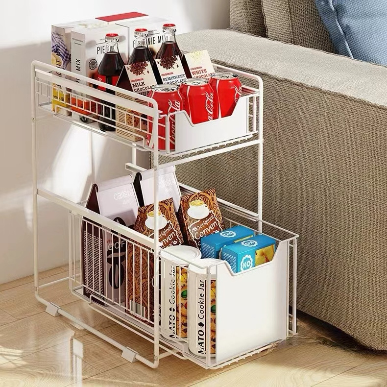 Under Sink Organizer Pull Out Cabinet 2 Tier Sliding Sink Shelf Storage Shelves Under Sink Storage for Kitchen Bathroom Cabinet