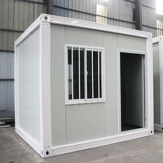 Low-cost 10-foot removable container housing modular mini-container housing sentry smoking kiosks