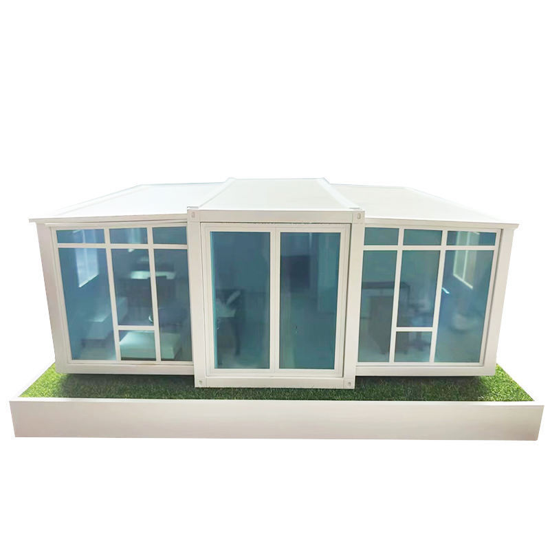 Deluxe modern style expandable full custom glass wooden hut prefabricated container house