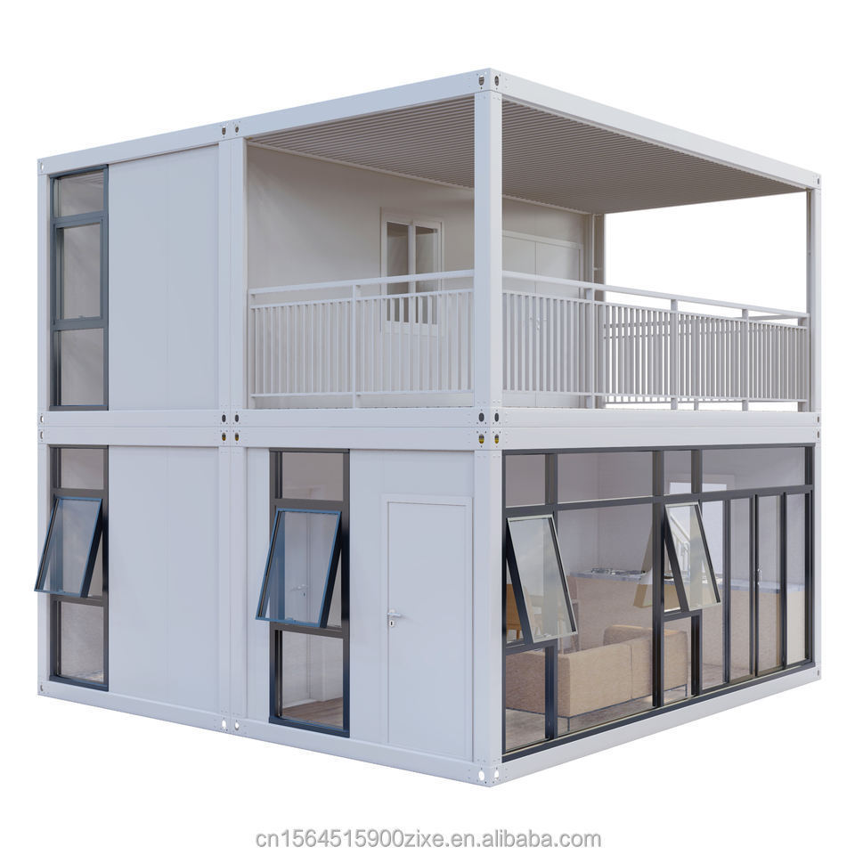 Modular container house20Ft tiny luxury modern light steel frame hurricane proof turnkey kits prefab houses factory price