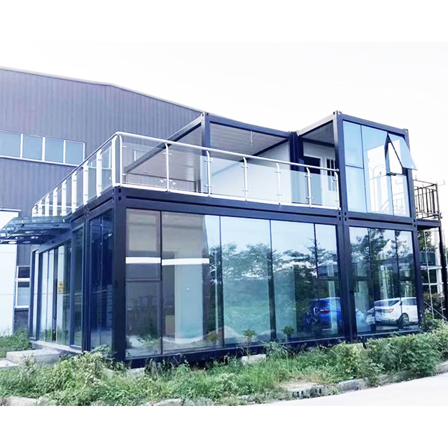 container house 20ft modular prefabricated container house two storey flat pack assemble house glass wall custom office villa