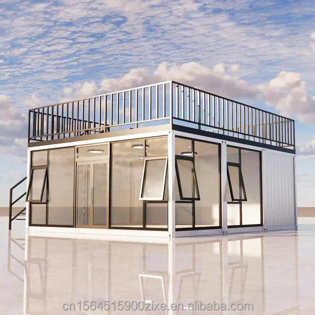 40Ft Customized Modular Prefab Container House with Terrace Balcony Movable  Prefabricated Portable Homes