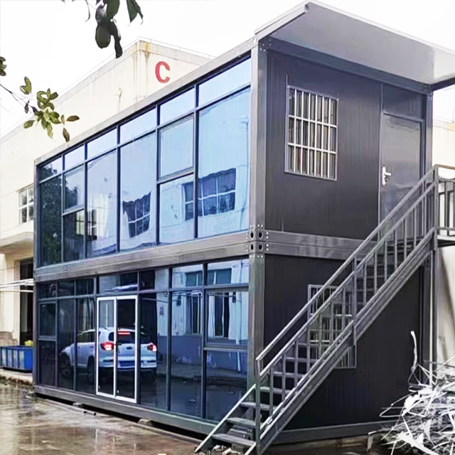 container house 20ft modular prefabricated container house two storey flat pack assemble house glass wall custom office villa