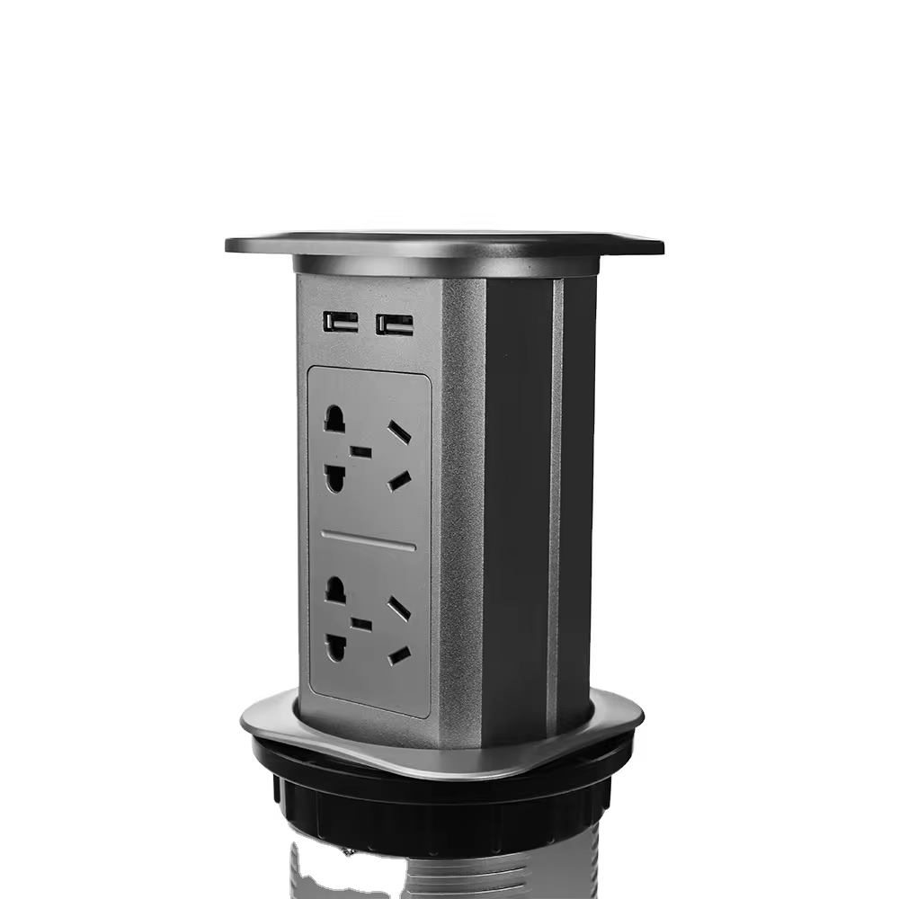 Pop Up Hidden  Kitchen Recessed Desktop  Power Outlet with USB Port AC Table Socket 16A Rated Current 220V Voltage for Office