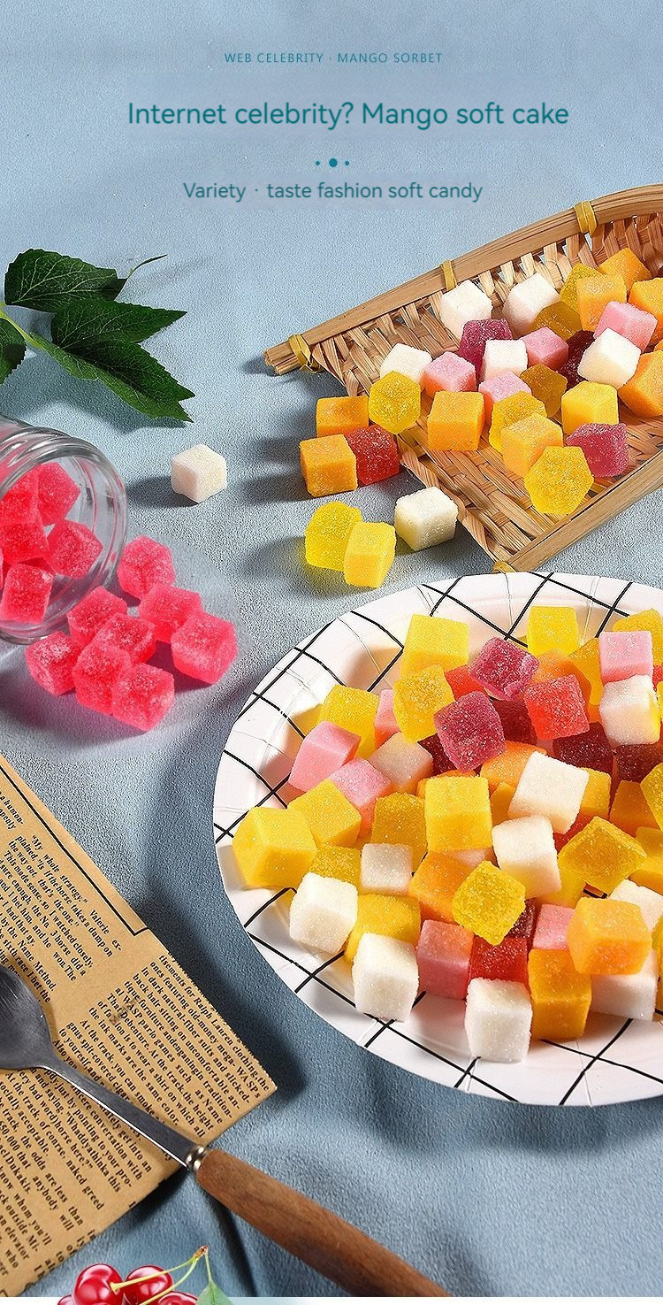 Individual Packed Cube Mango Flavored Starch Sweet Jelly Soft Gummy Candy