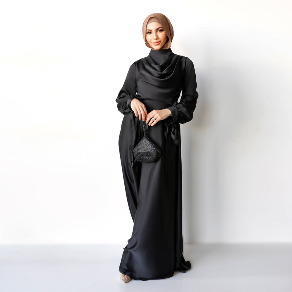 Wholesale Turkish Dubai Abaya 2024 Design Muslim Dress Women Luxury Abaya From Islamic Clothing Satin Modest Evening Dress Abaya