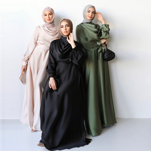 Wholesale Turkish Dubai Abaya 2024 Design Muslim Dress Women Luxury Abaya From Islamic Clothing Satin Modest Evening Dress Abaya