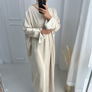 Wholesale Modest Islamic Clothing Luxury Dubai Abaya Turkey Dress Thick Velvet Coat Cardigan for Women Muslim Open Winter Abaya