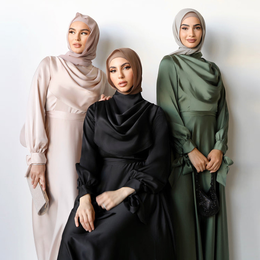 Wholesale Turkish Dubai Abaya 2024 Design Muslim Dress Women Luxury Abaya From Islamic Clothing Satin Modest Evening Dress Abaya